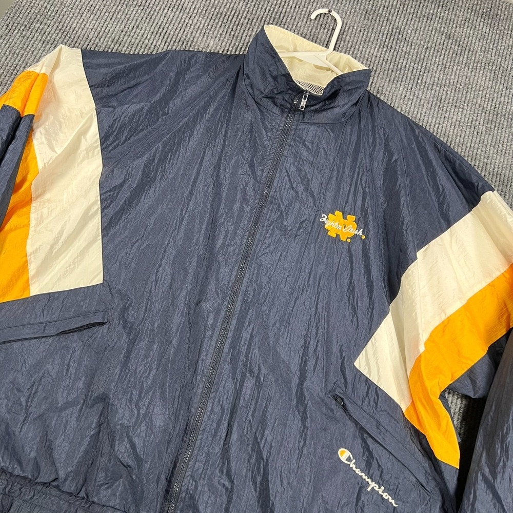 Vintage Champion Notre Dame Fighting Irish Windbreaker Jacket Mens 2XL XXL